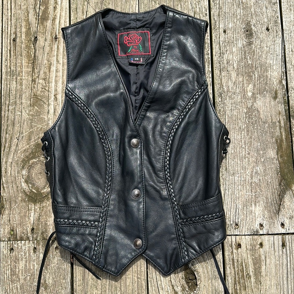 Motorcycle Biker leather vest XS